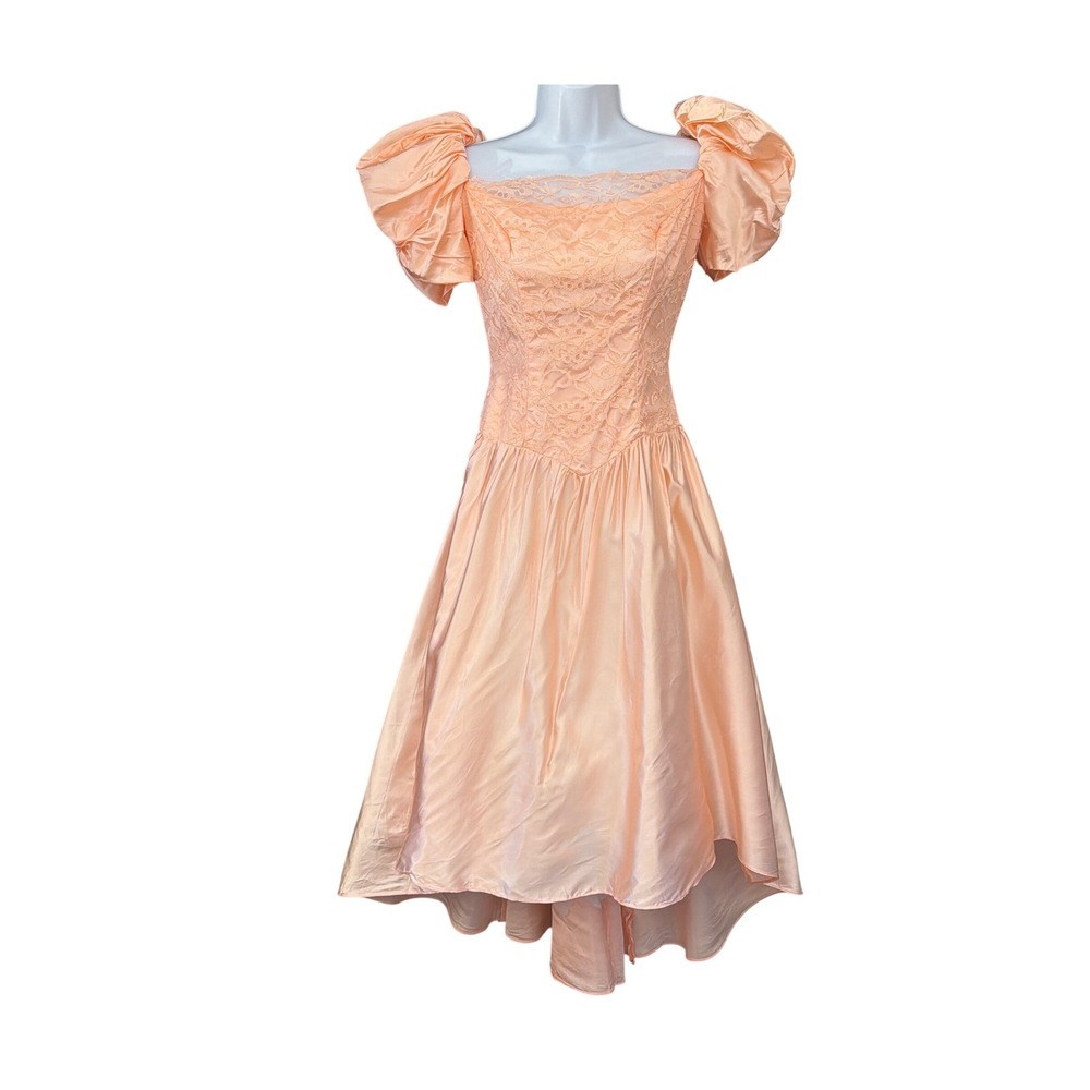 80s Unbranded Peach Prom Dress Princesscore Coquette Regencycore